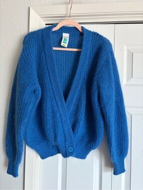 Vintage St. Michael Royal Blue Mohair Sweater Cardigan